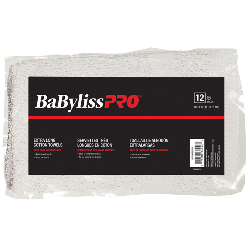 Babyliss Pro white towel with gray band