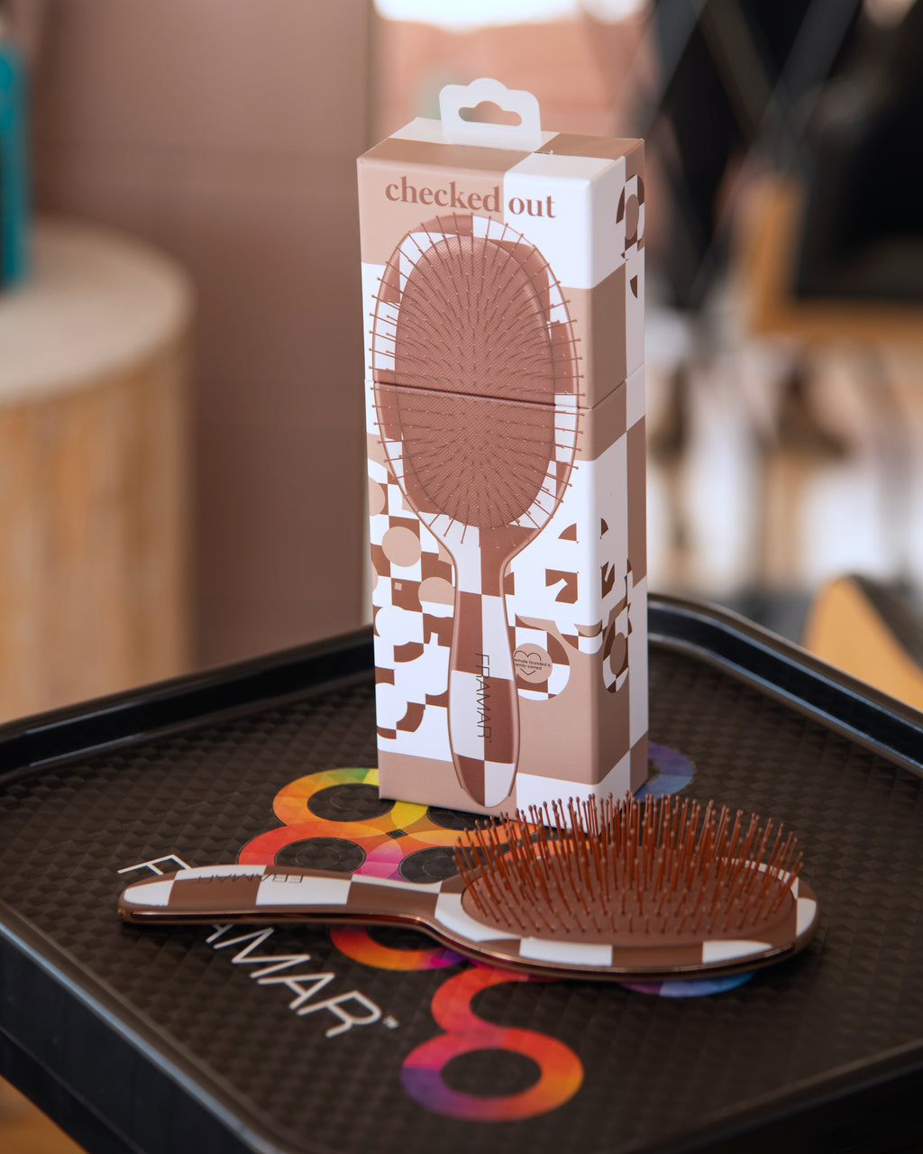 Framar Detangle Brush Checked Chocolate