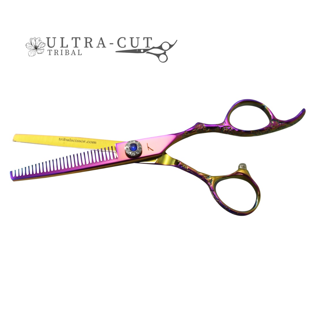 Kit Tribal Ciseau Ultra-Cut Blues Rose et Or Coupe/Amincir Droitier 6''