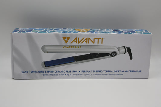 Avanti Nano Tourmaline & Ceramic Flat Iron 1" White