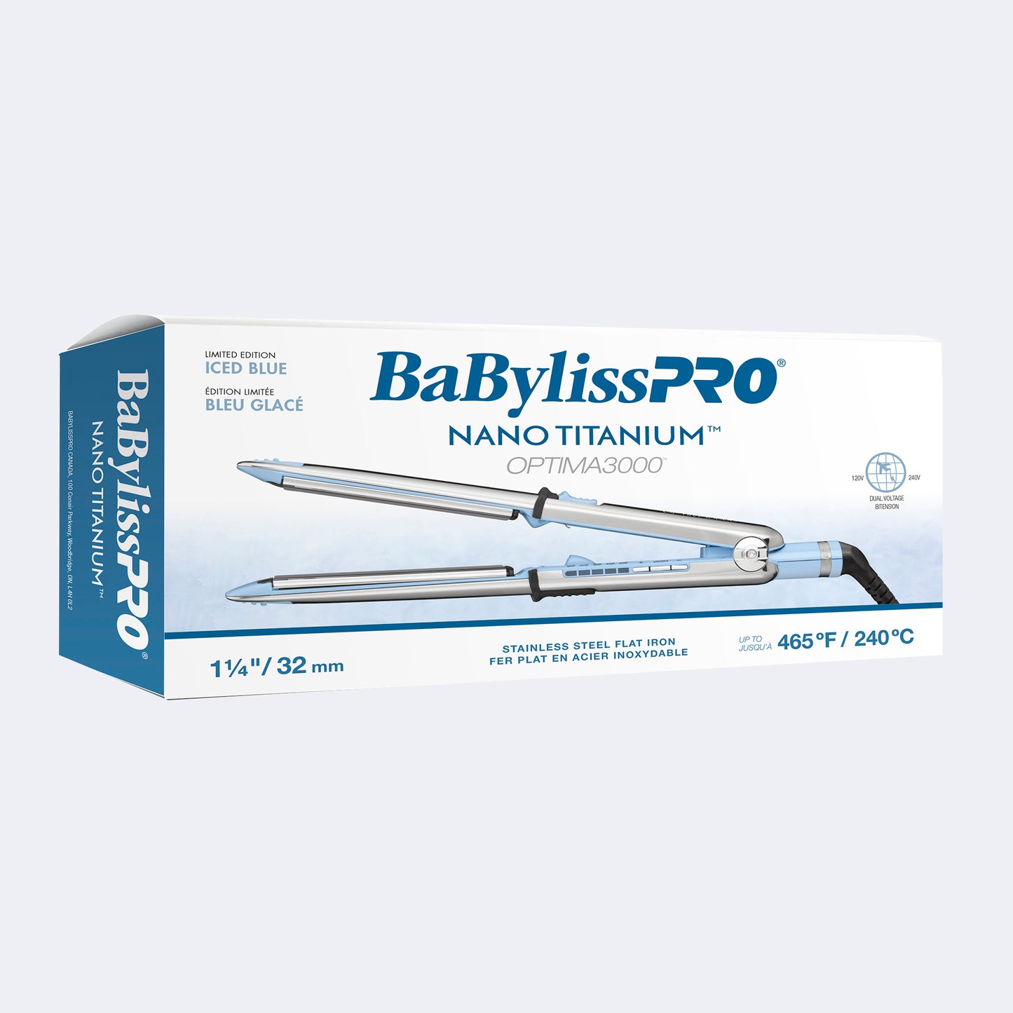 Babyliss Pro Optima 1 1/4" Flat Iron ICED BLUE