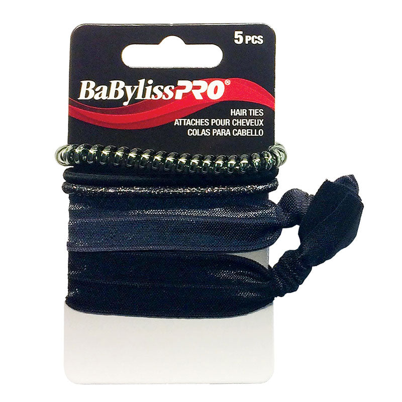 Babyliss Pro hair tie Black/Silver 5/pk