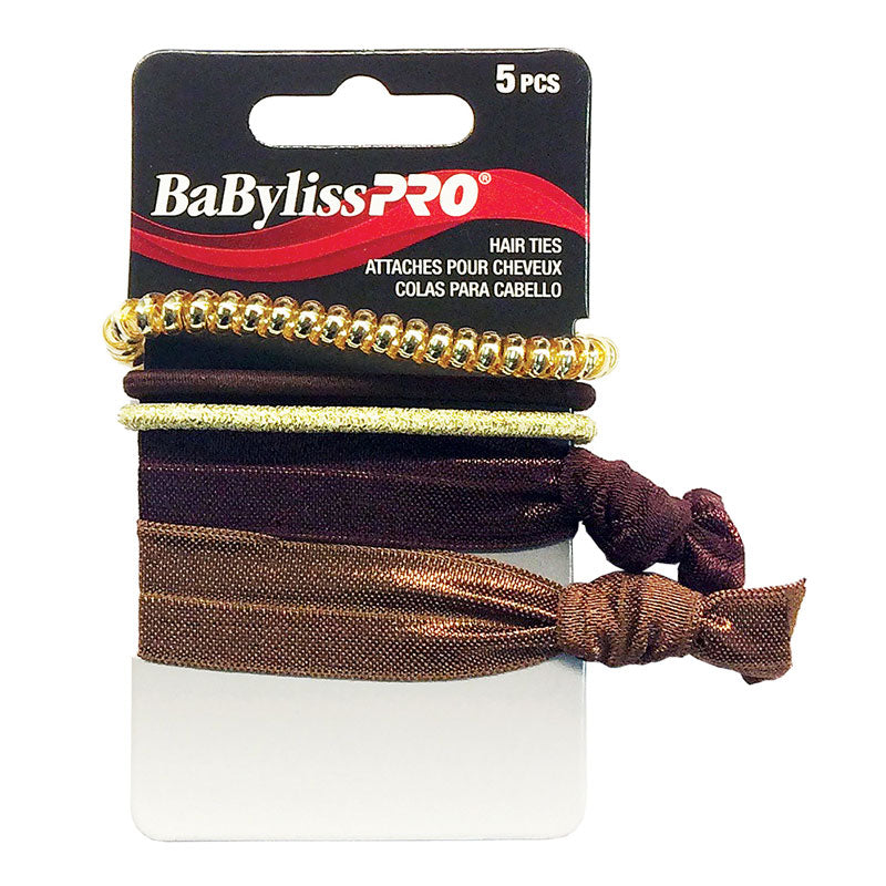 Babyliss Pro hair tie Brown/Gold 5/pkg.