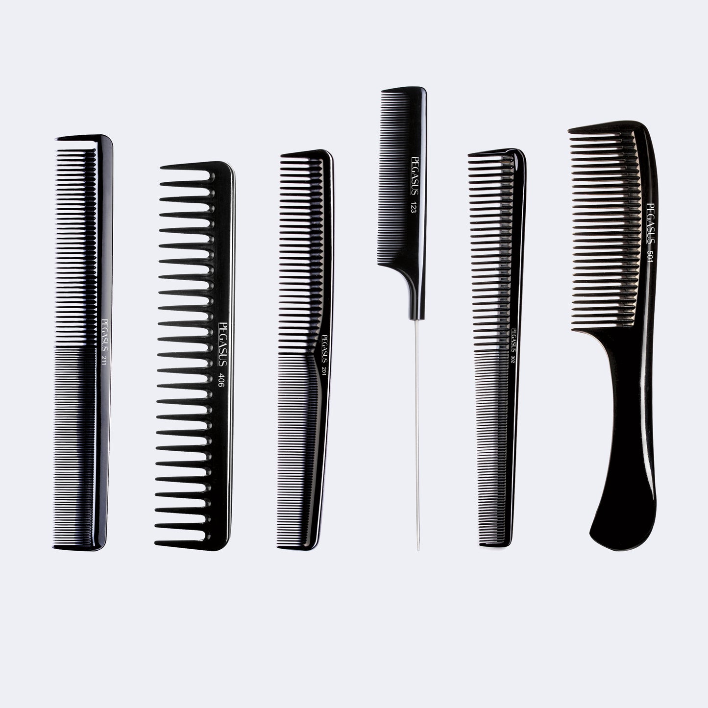 Ensemble Pegasus de peignes en ébonite (6 pcs)