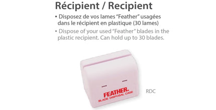 Feather container for used blades