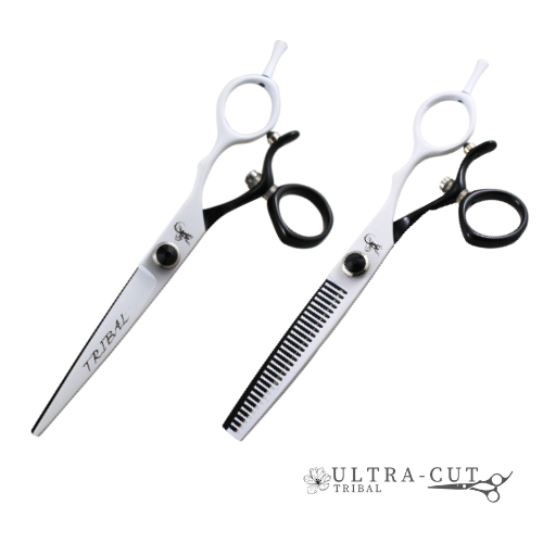 Tribal Scissor Ultra-Cut Twist Black & White Cutting/Thinning 5.5'' Right Handed Kit
